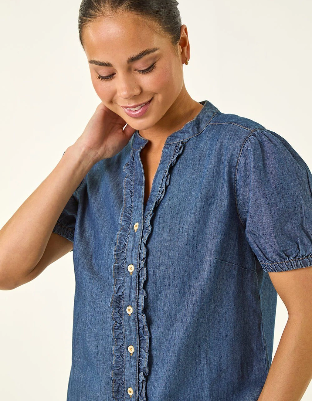 Petite Frill Front Buttoned Blouse, 2 of 1