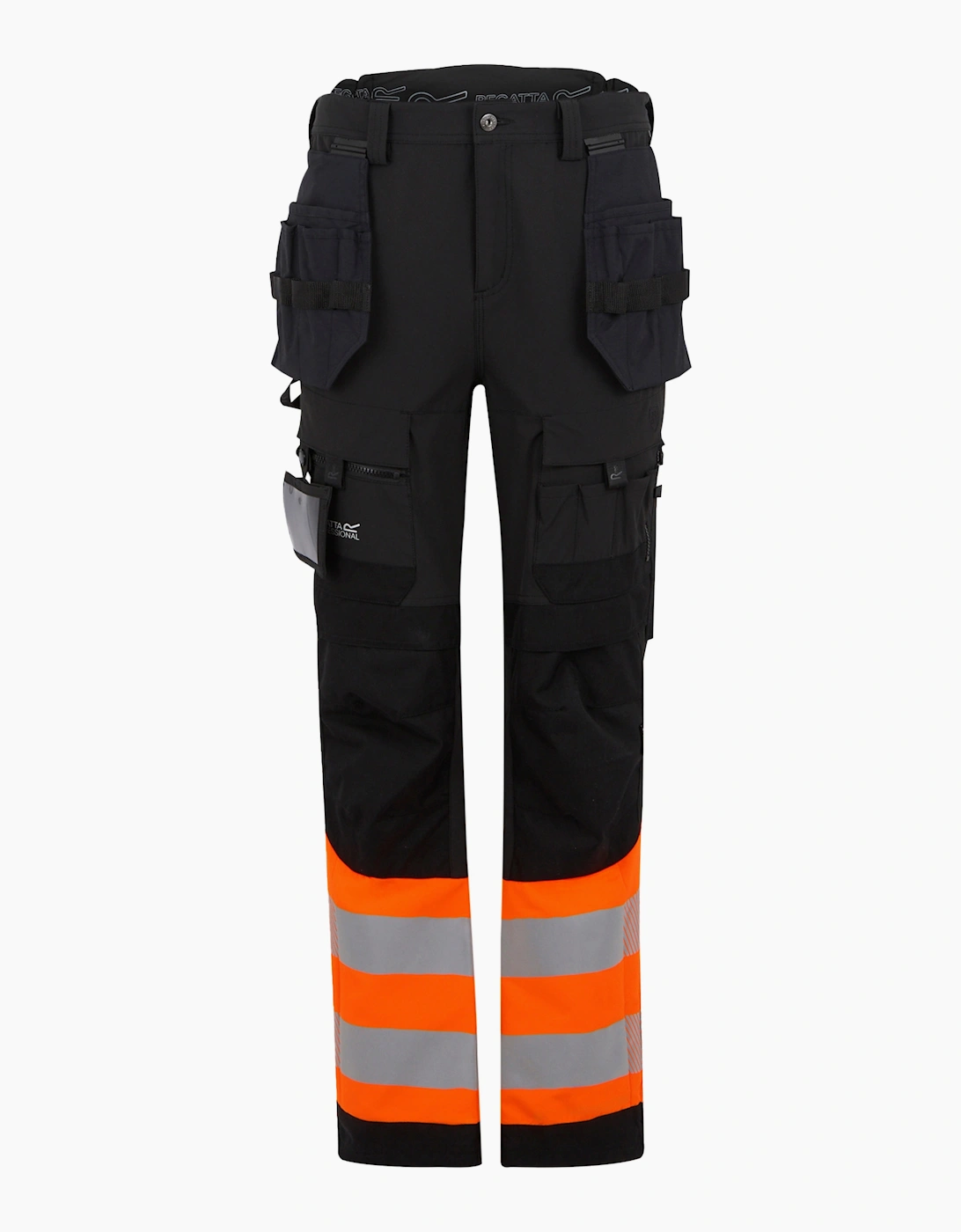 Regatta Men's Orange High-Vis Holster Pocket Work Trousers - Size 40S