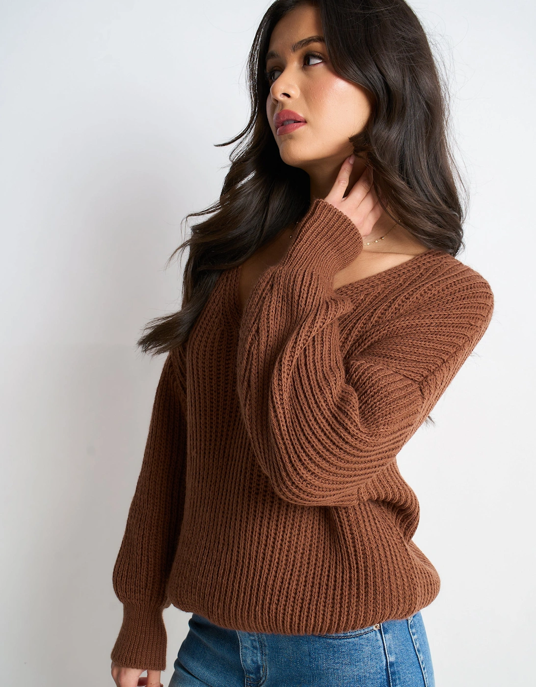 Brown Chunky Knit Oversized Jumper