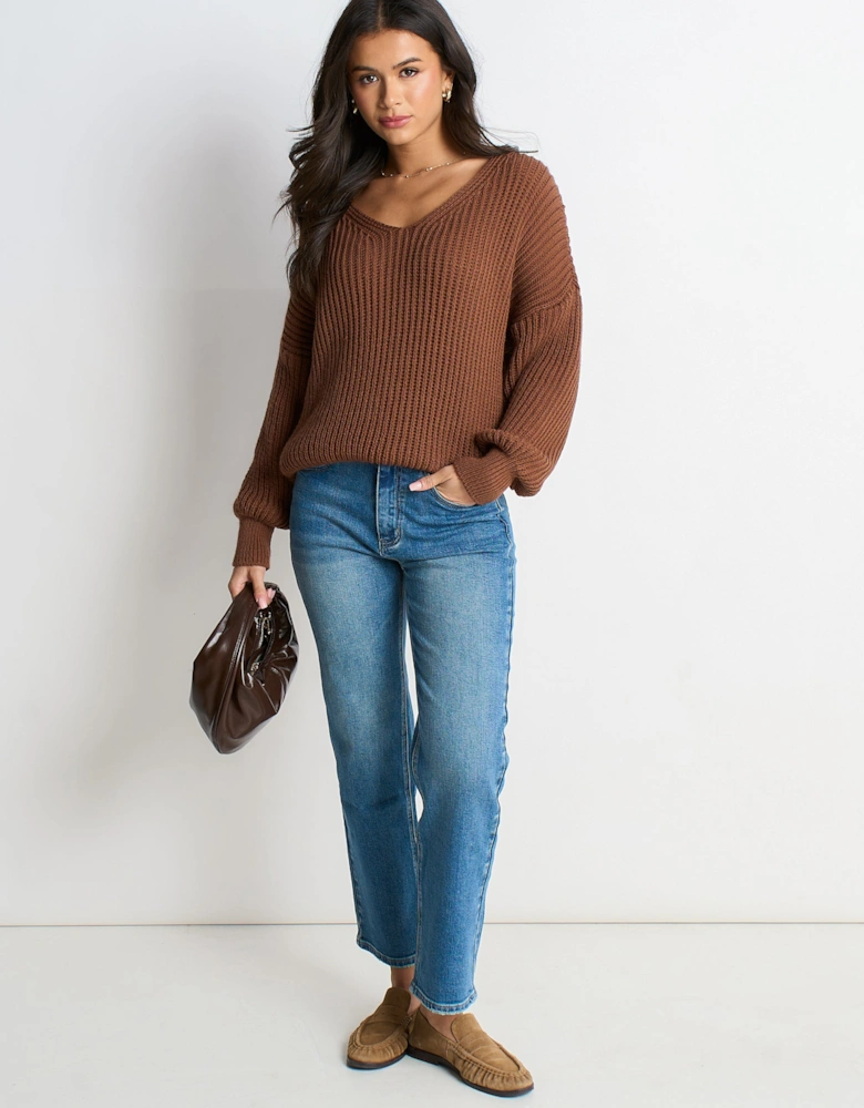 Brown Chunky Knit Oversized Jumper