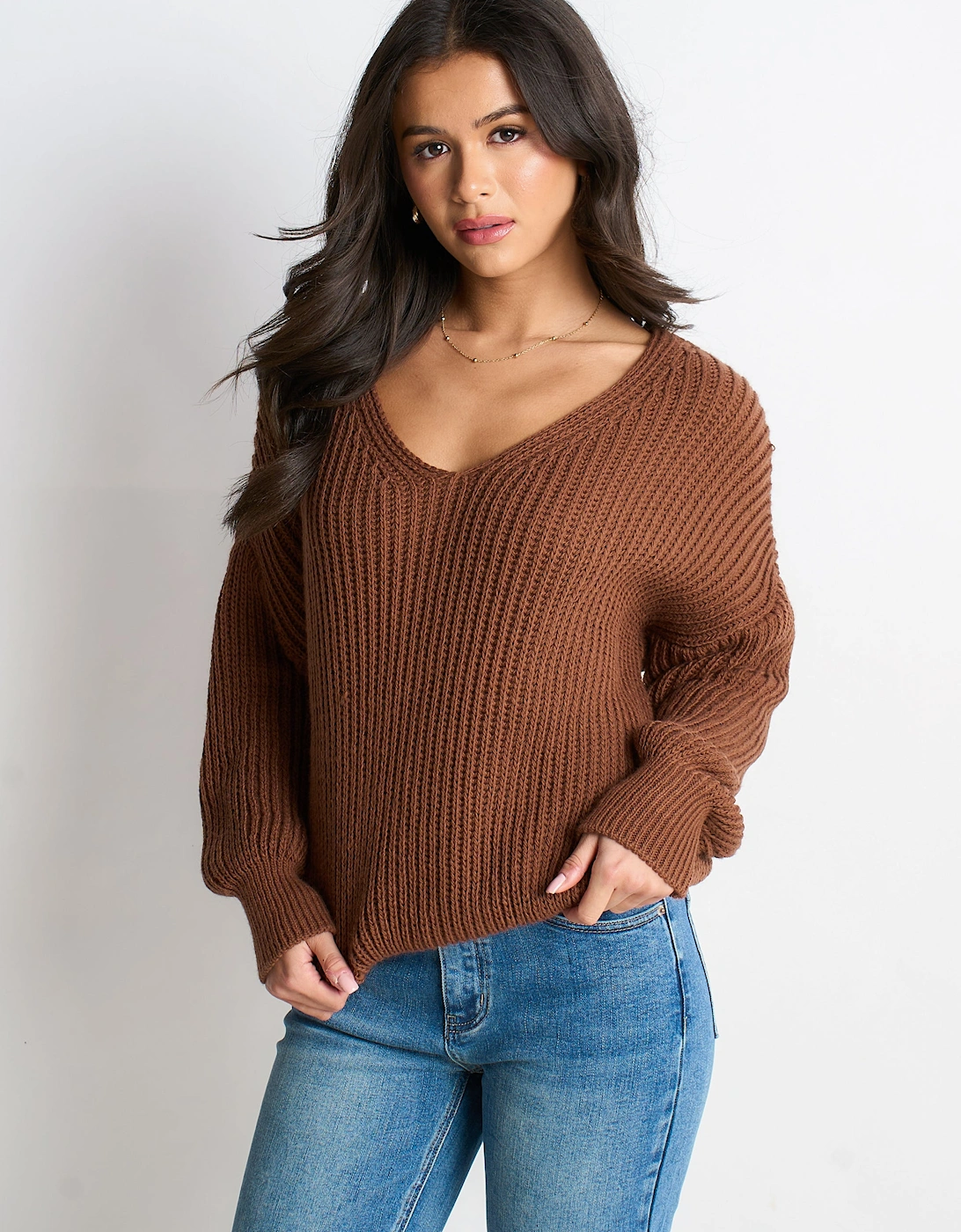 Brown Chunky Knit Oversized Jumper, 5 of 4