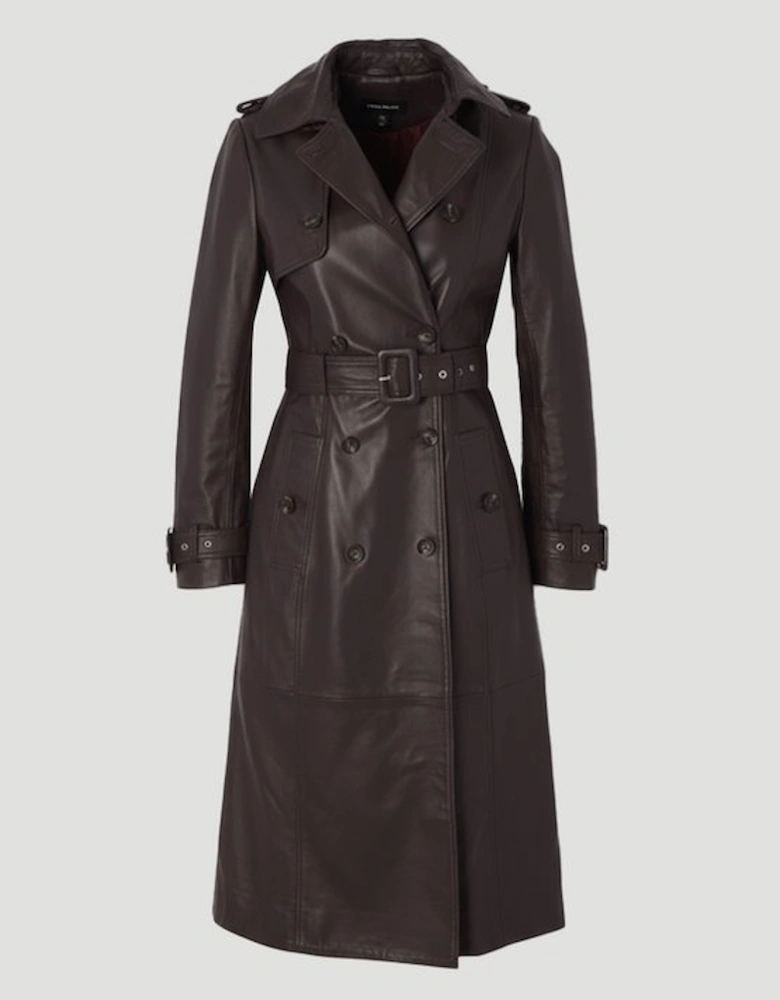 Leather Trench Belted Mac Midi Coat