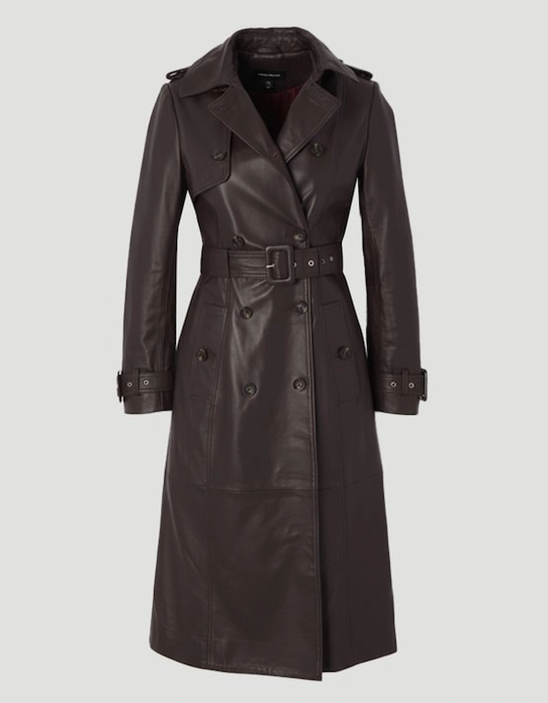 Leather Trench Belted Mac Midi Coat