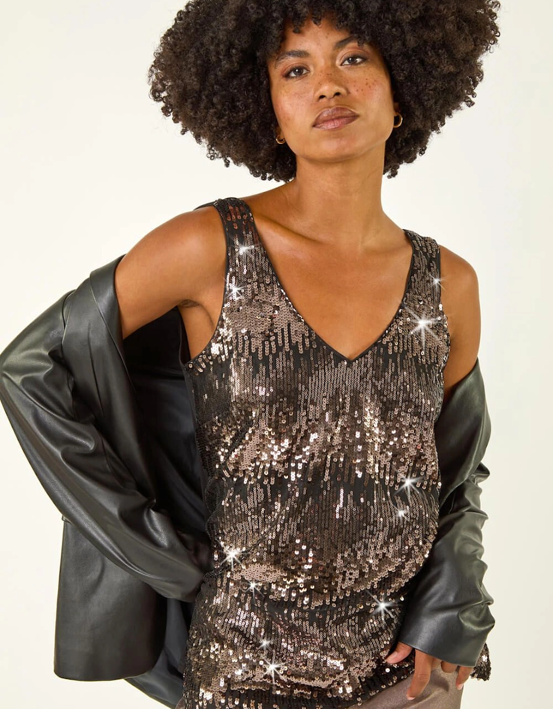 Sequin V-Neck Vest Top, 2 of 1