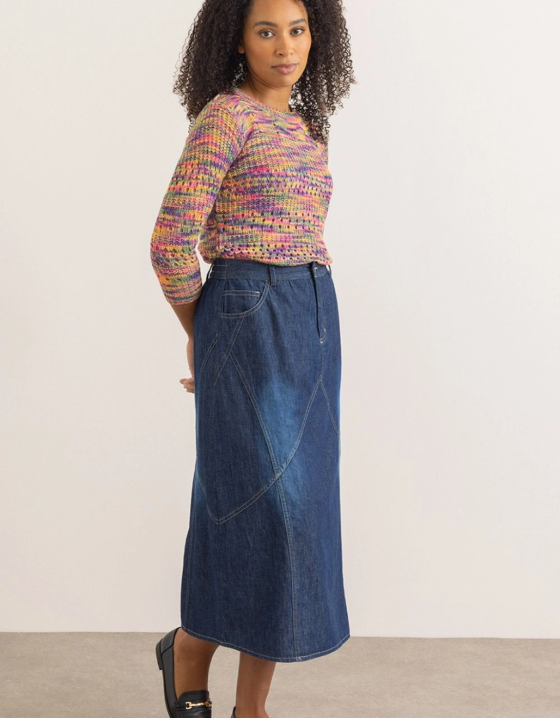 Midaxi Faded Cotton Denim Skirt, 2 of 1