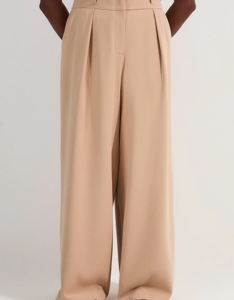 Plus Size Compact Stretch Essential Tailored High Waist Wide Leg Trouser