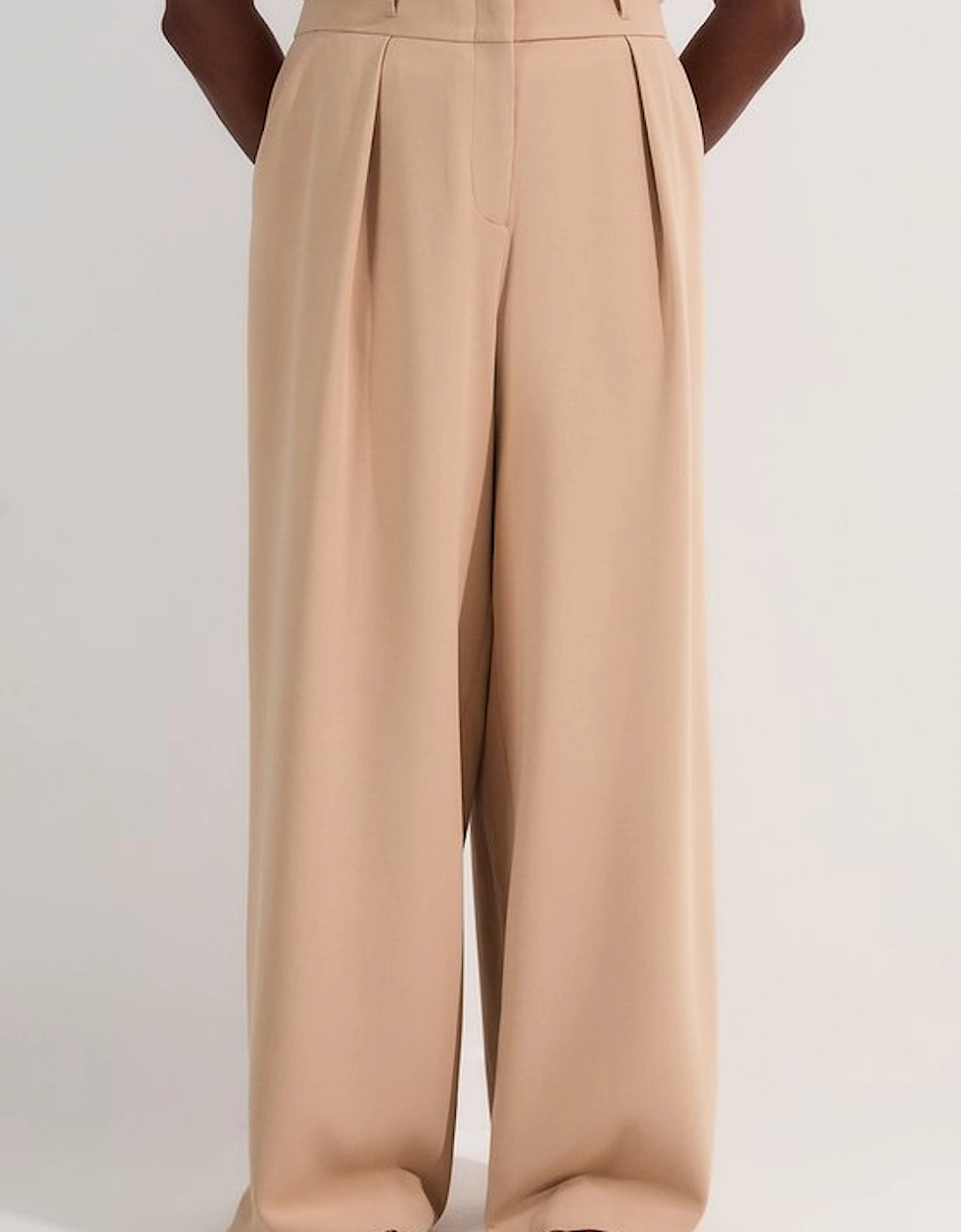 Plus Size Compact Stretch Essential Tailored High Waist Wide Leg Trouser