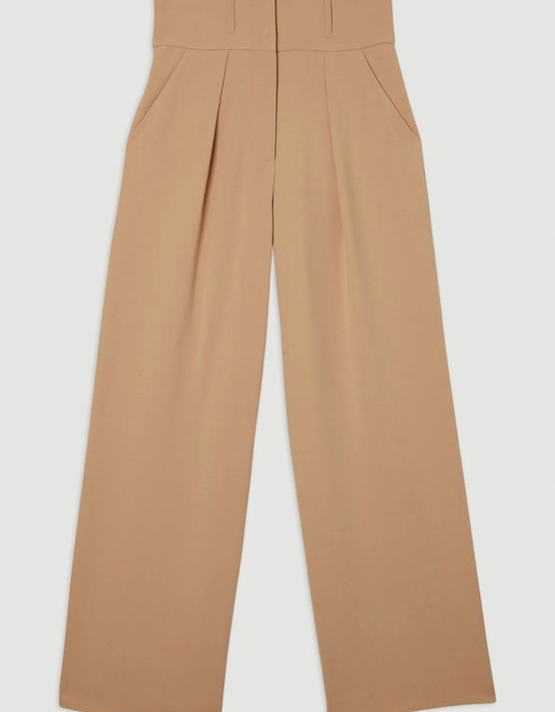 Plus Size Compact Stretch Essential Tailored High Waist Wide Leg Trouser