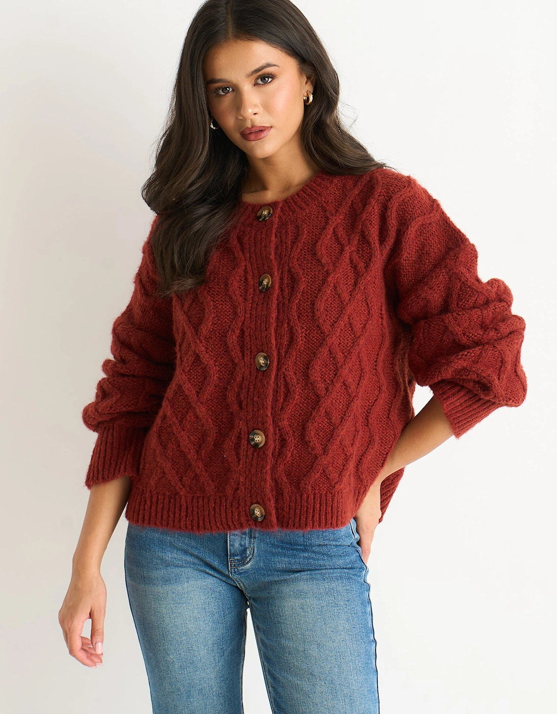Rust Cable Knit Cardigan, 5 of 4