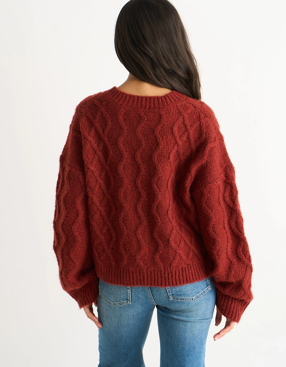 Rust Cable Knit Cardigan
