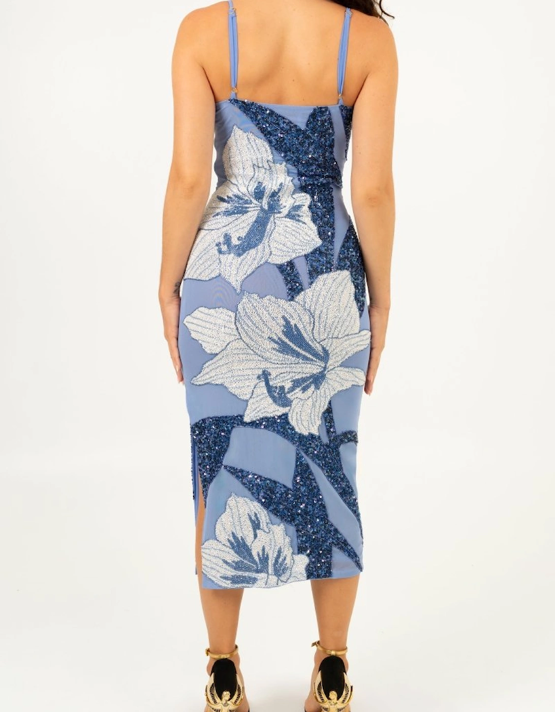 Delilah Beaded Dress Blue x By Poppy