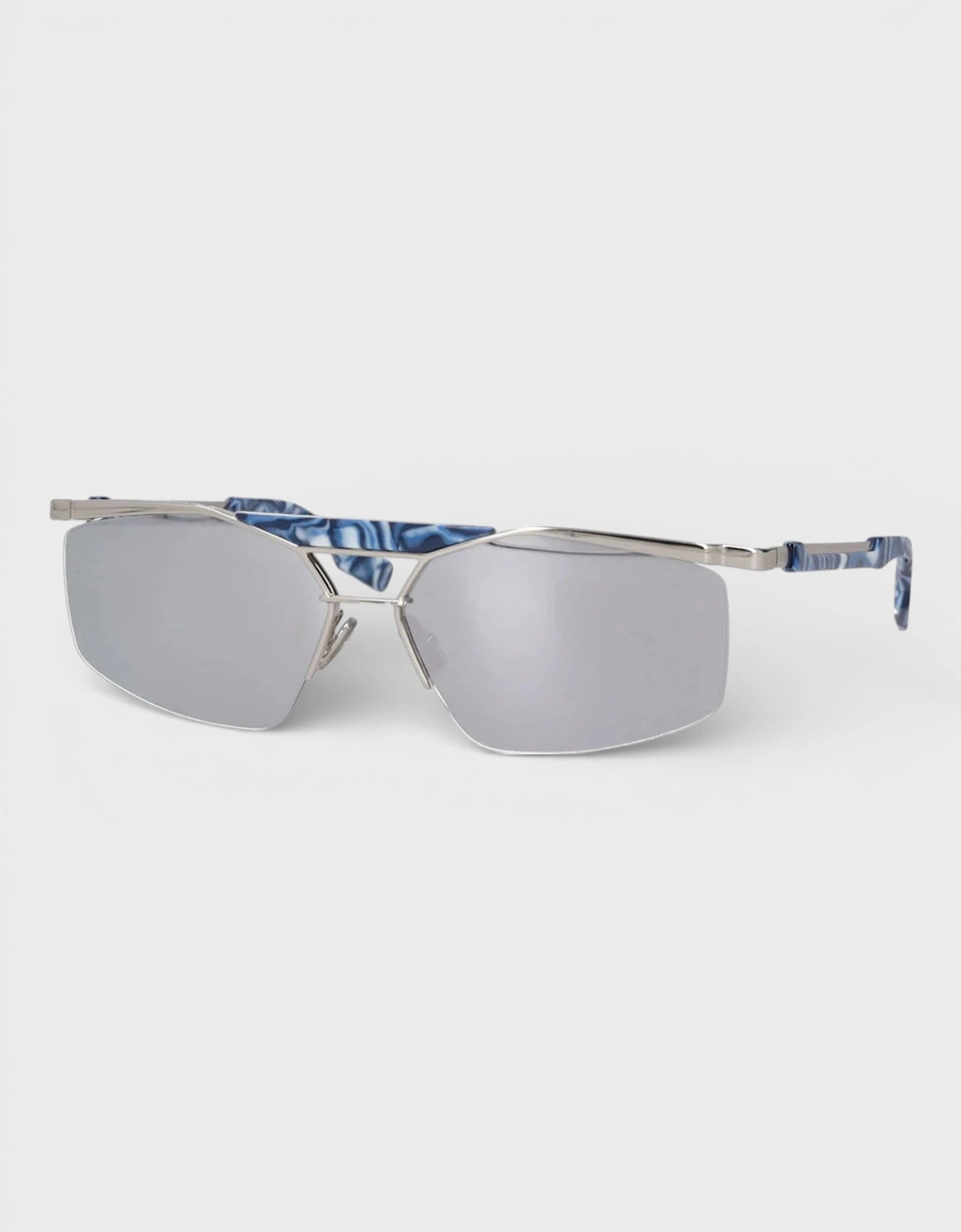 Mens Psychedelic Square-Frame Sunglasses Silver Grey Lens, 7 of 6