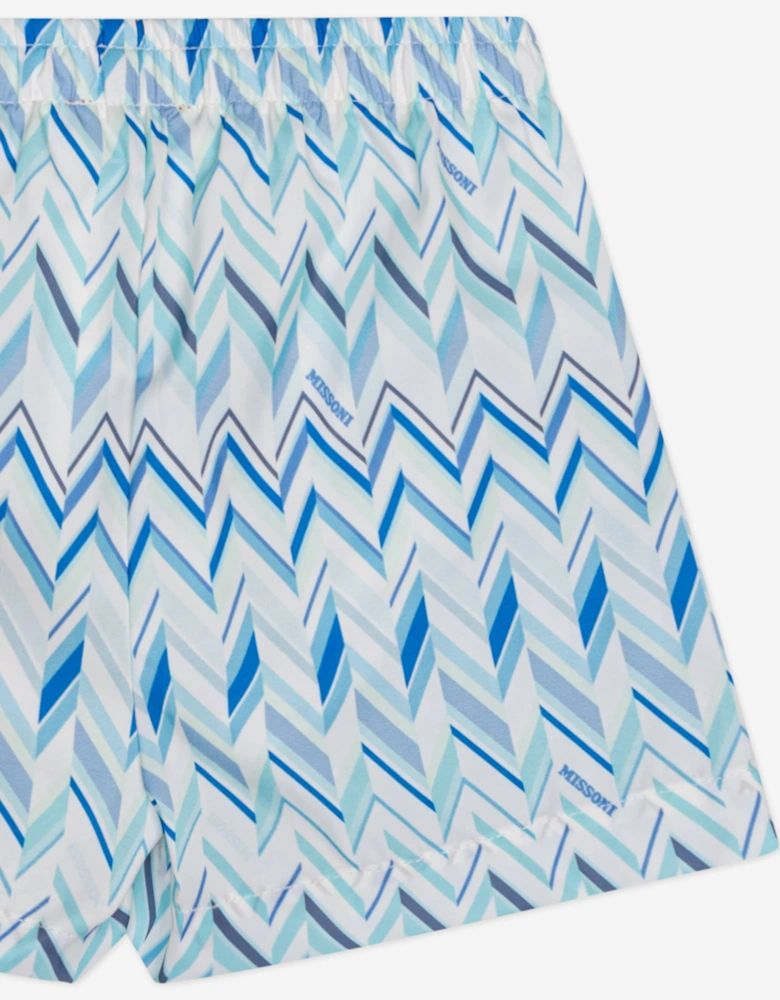 Baby Boys Zigzag Swim Shorts in Blue
