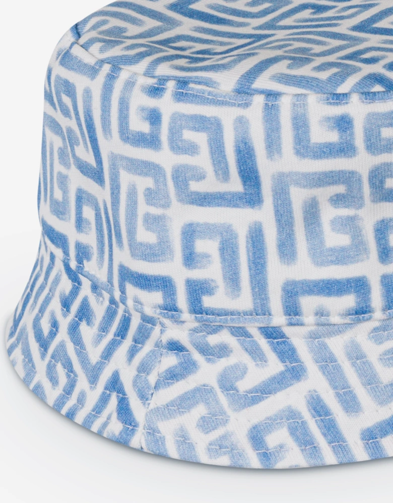 Baby Boys Monogram Logo Bucket Hat in Blue