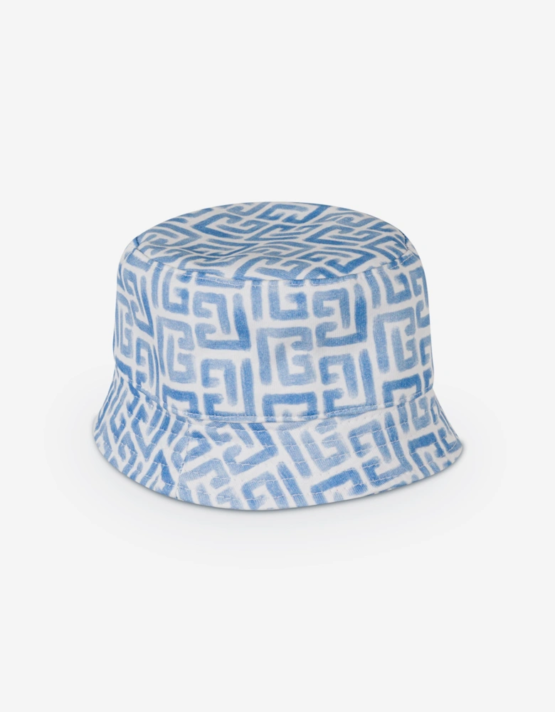 Baby Boys Monogram Logo Bucket Hat in Blue