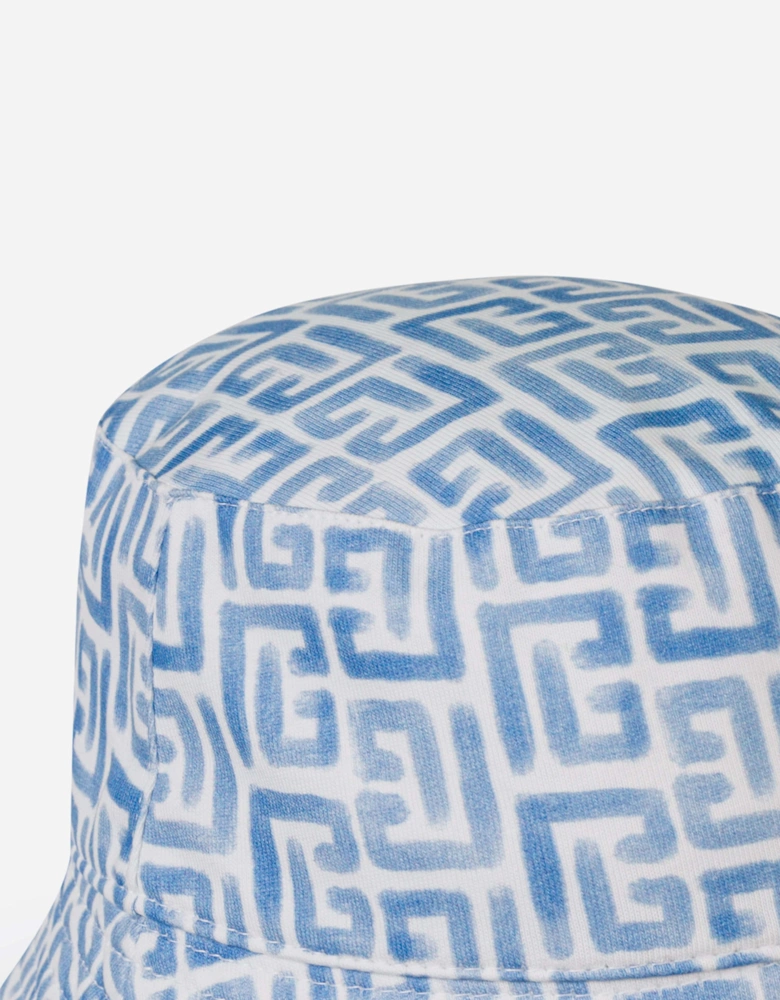 Boys Monogram Logo Bucket Hat in Blue
