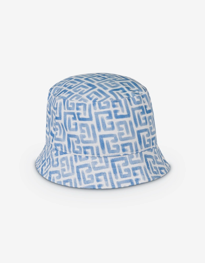 Boys Monogram Logo Bucket Hat in Blue