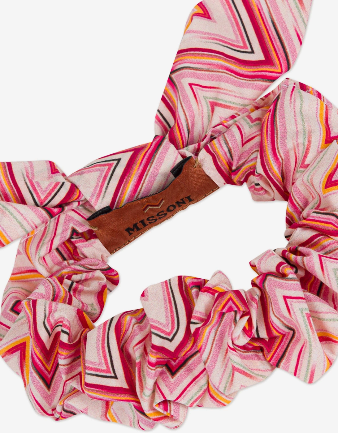Girls Cotton Zigzag Scrunchie in Pink