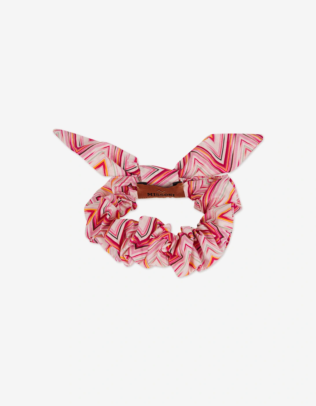Girls Cotton Zigzag Scrunchie in Pink, 3 of 2