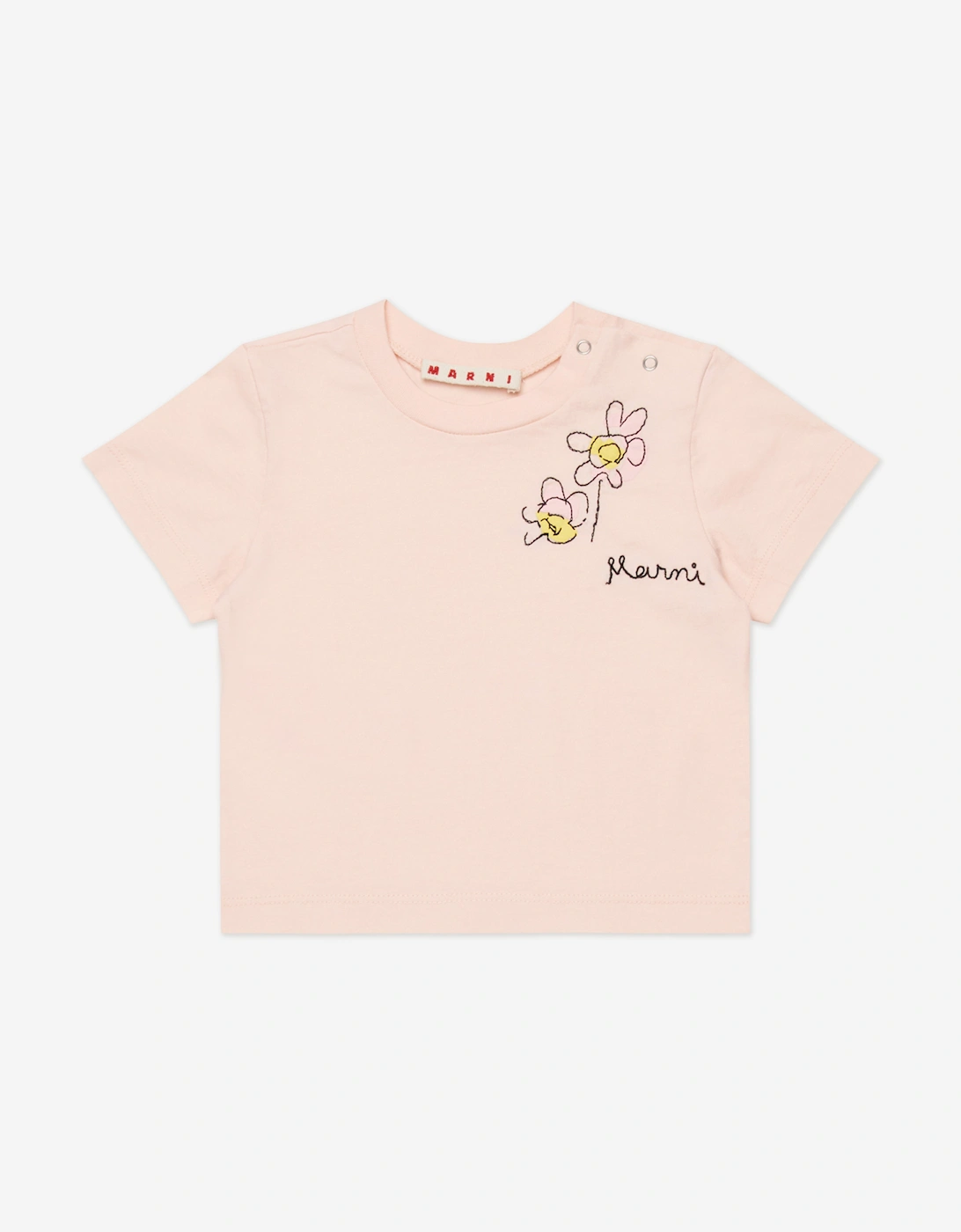 Baby Girls Flower Logo T-Shirt in Pink, 5 of 4