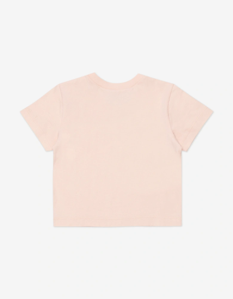 Baby Girls Flower Logo T-Shirt in Pink
