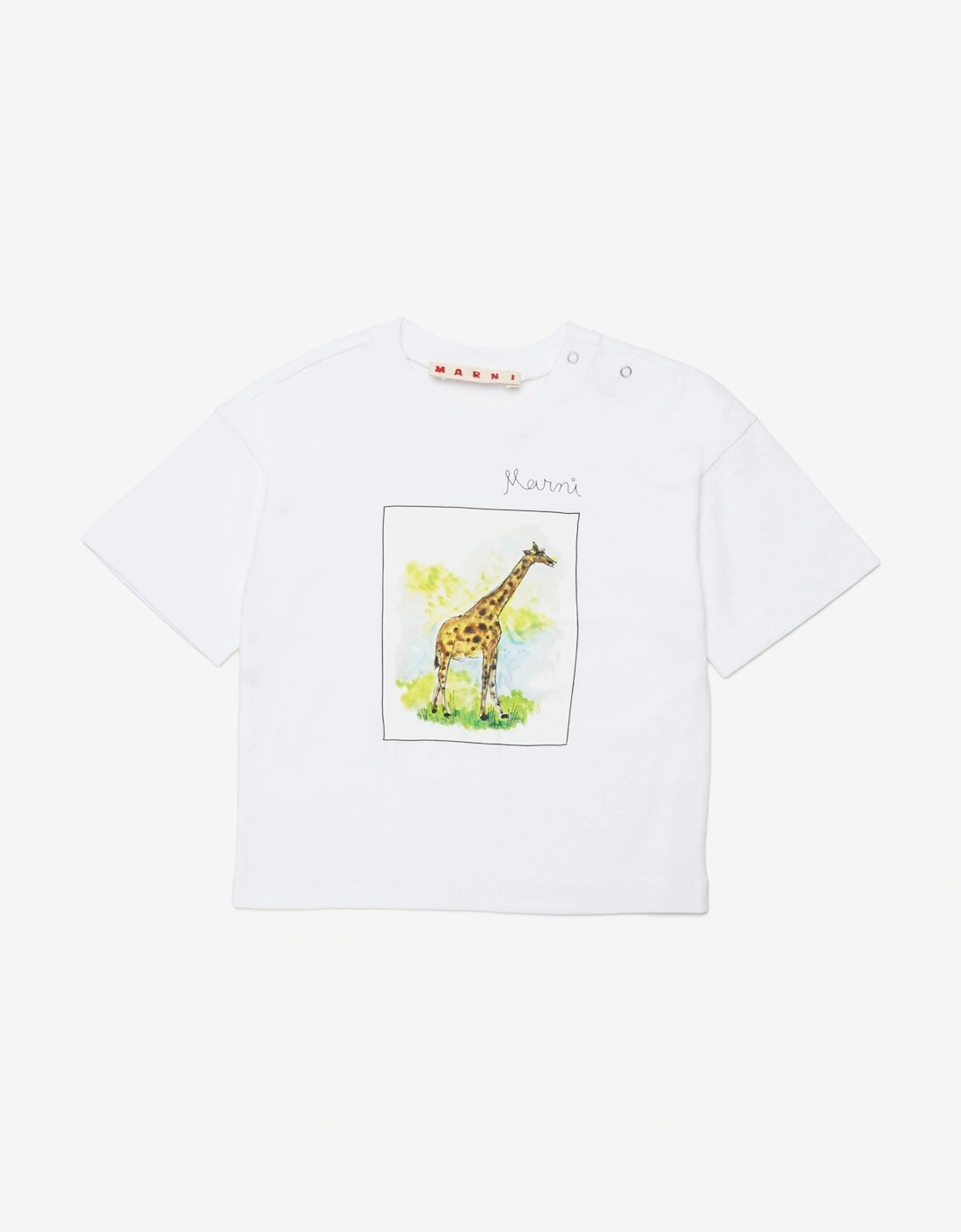 Baby Giraffe Print T-Shirt in White, 5 of 4