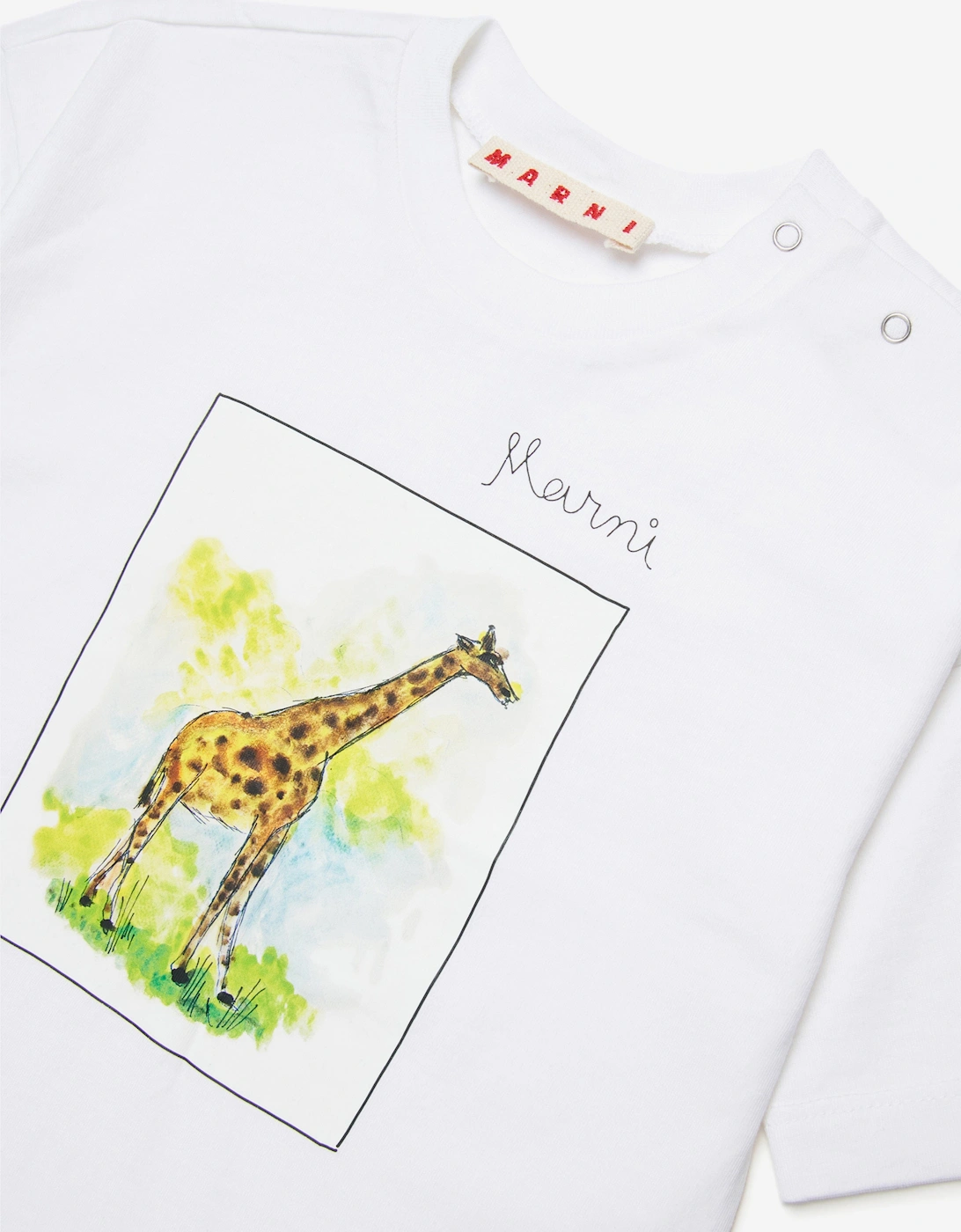 Baby Giraffe Print T-Shirt in White