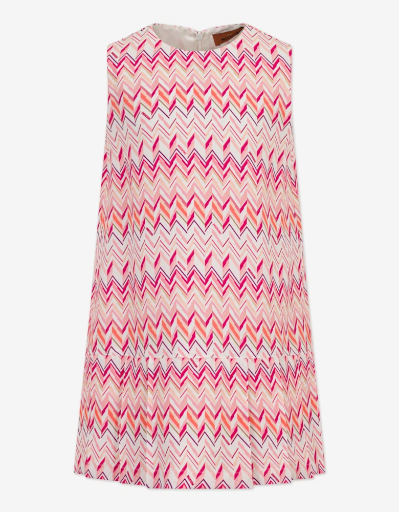 Girls Sleeveless Zigzag Dress in Pink