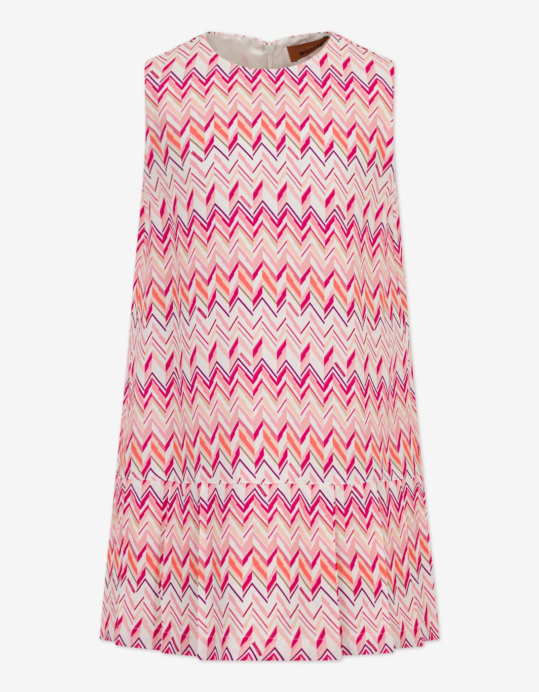 Girls Sleeveless Zigzag Dress in Pink, 5 of 4