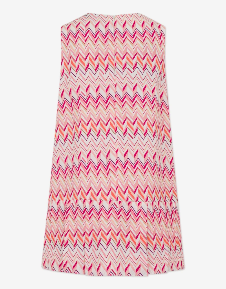 Girls Sleeveless Zigzag Dress in Pink