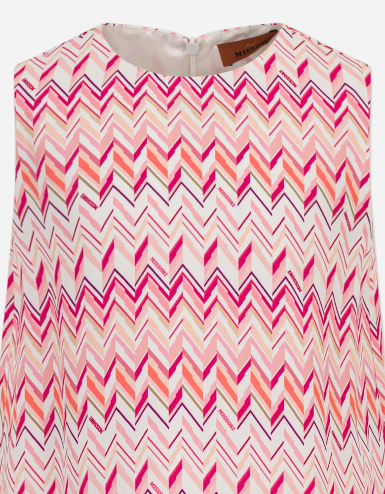 Girls Sleeveless Zigzag Dress in Pink