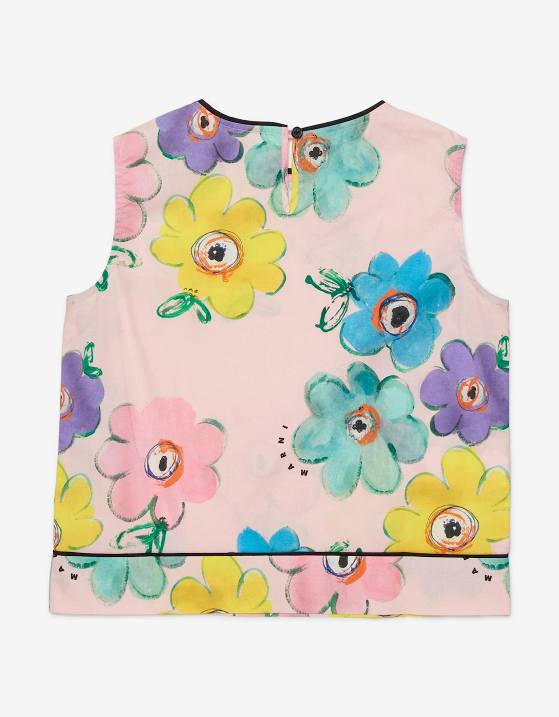 Girls Flower Print Sleeveless Top in Pink