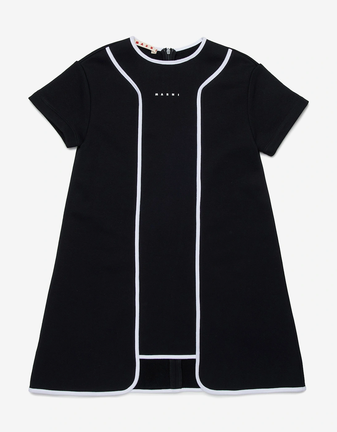 Girls Cotton Logo Print Dress in Black, 5 of 4