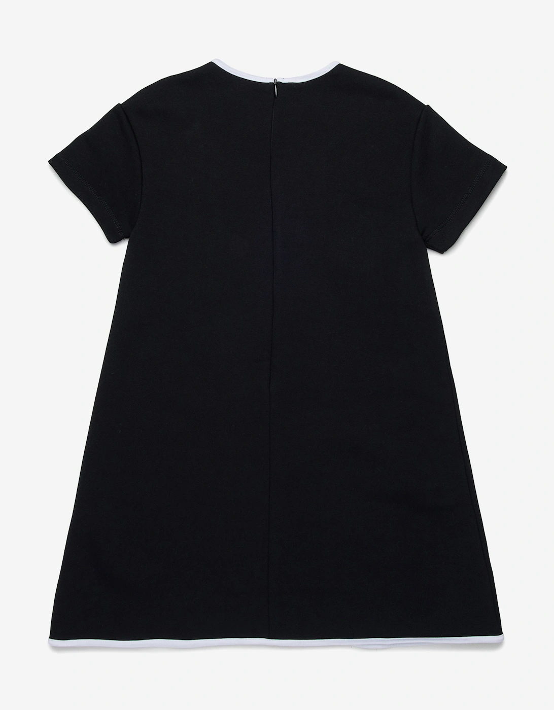 Girls Cotton Logo Print Dress in Black