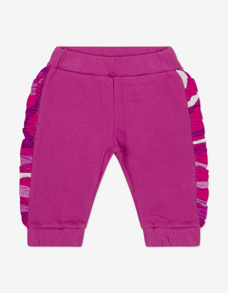 Baby Girls Ruffle Trim Joggers in Pink