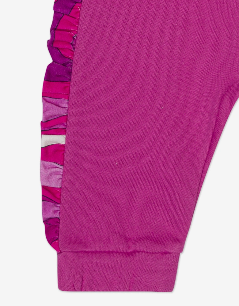 Baby Girls Ruffle Trim Joggers in Pink