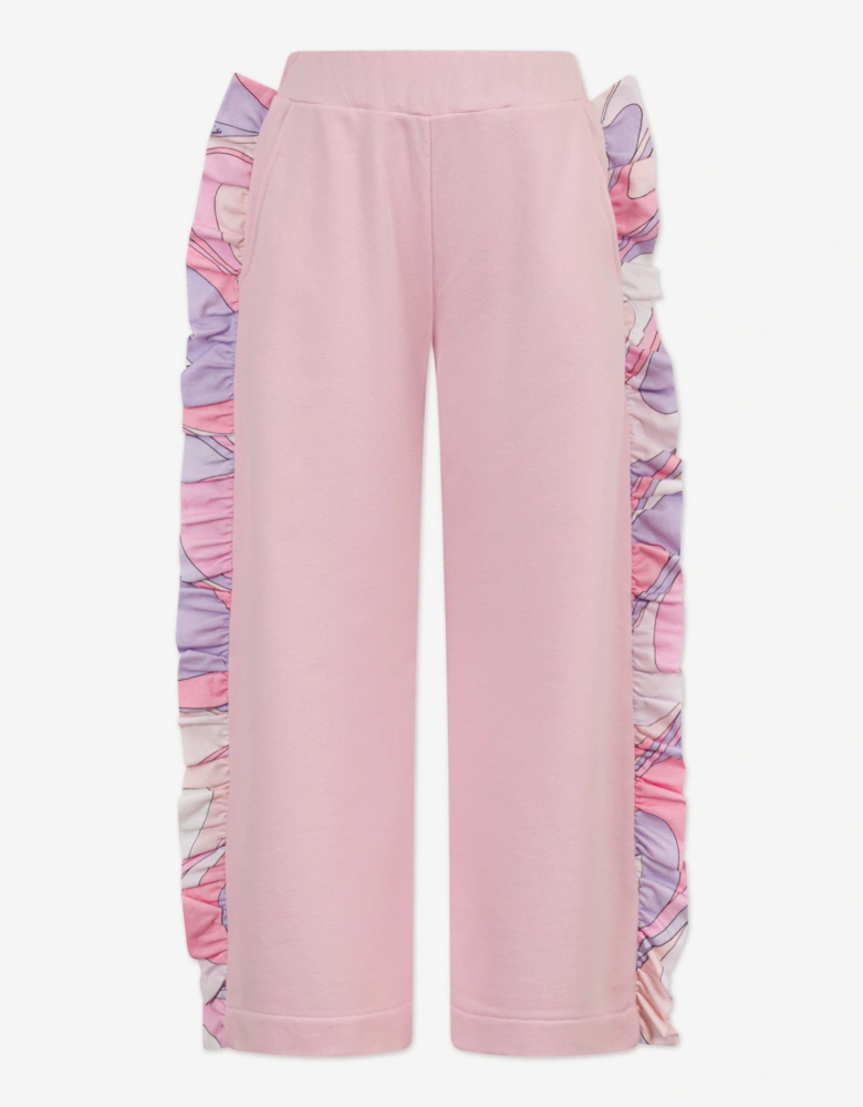 Girls Ruffle Trim Joggers in Pink