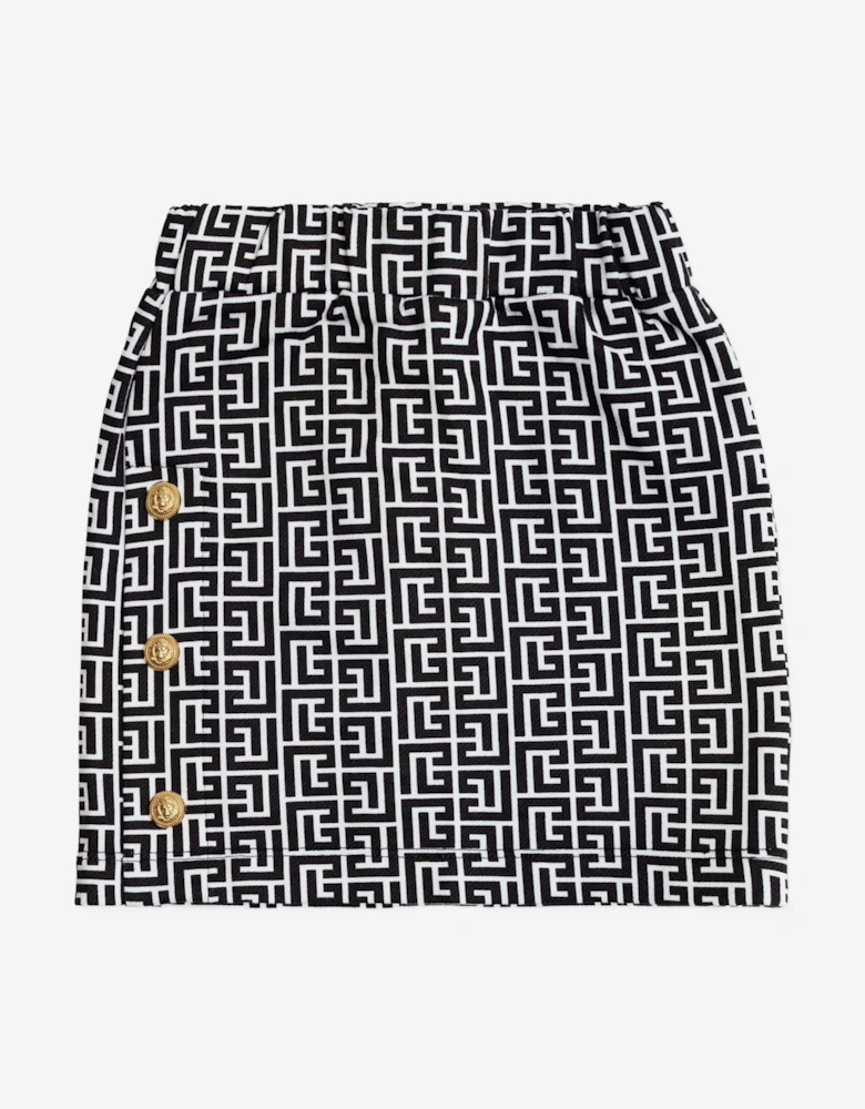 Girls Monogram Logo Skirt in Black