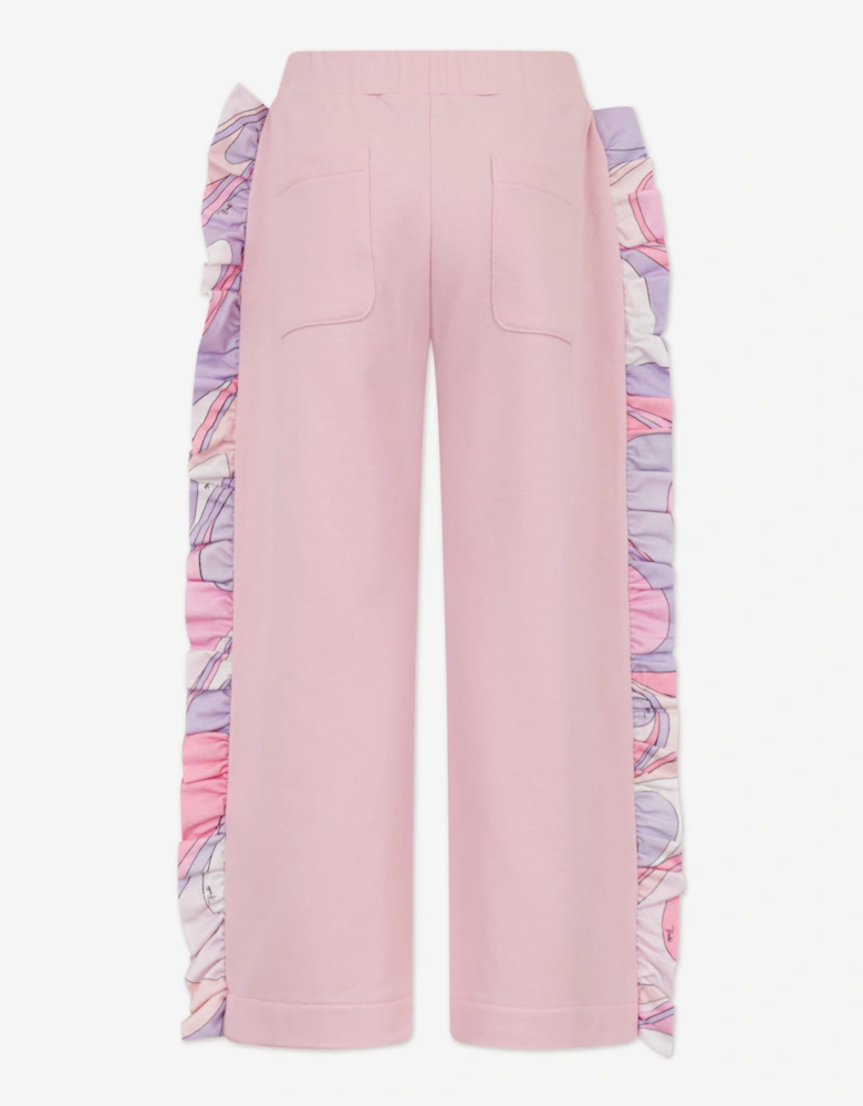 Girls Ruffle Trim Joggers in Pink