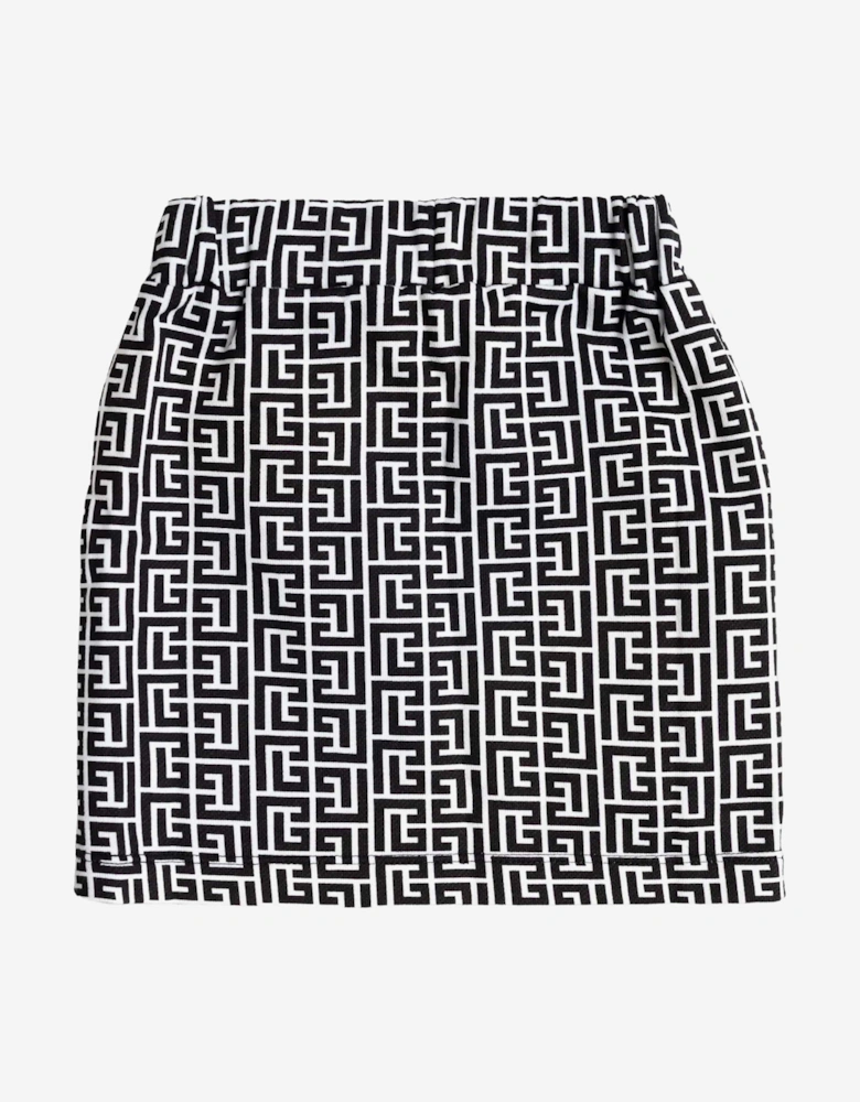 Girls Monogram Logo Skirt in Black