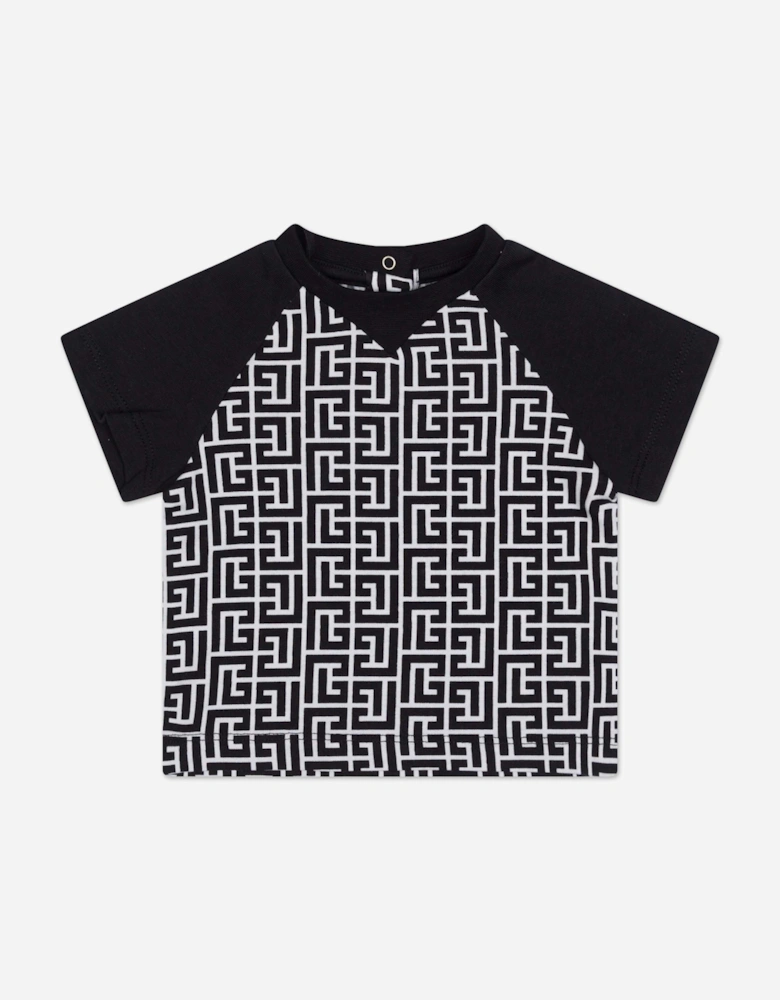 Baby Boys Monogram Logo T-Shirt in Black