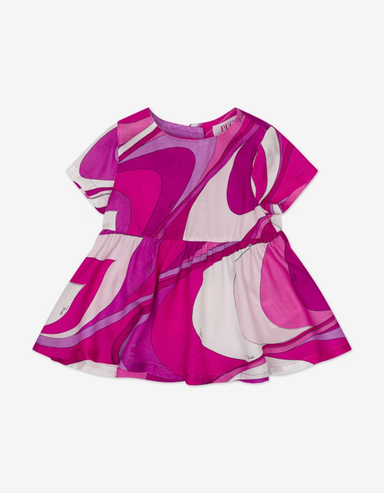 Baby Girls Marmo Print Dress in Pink