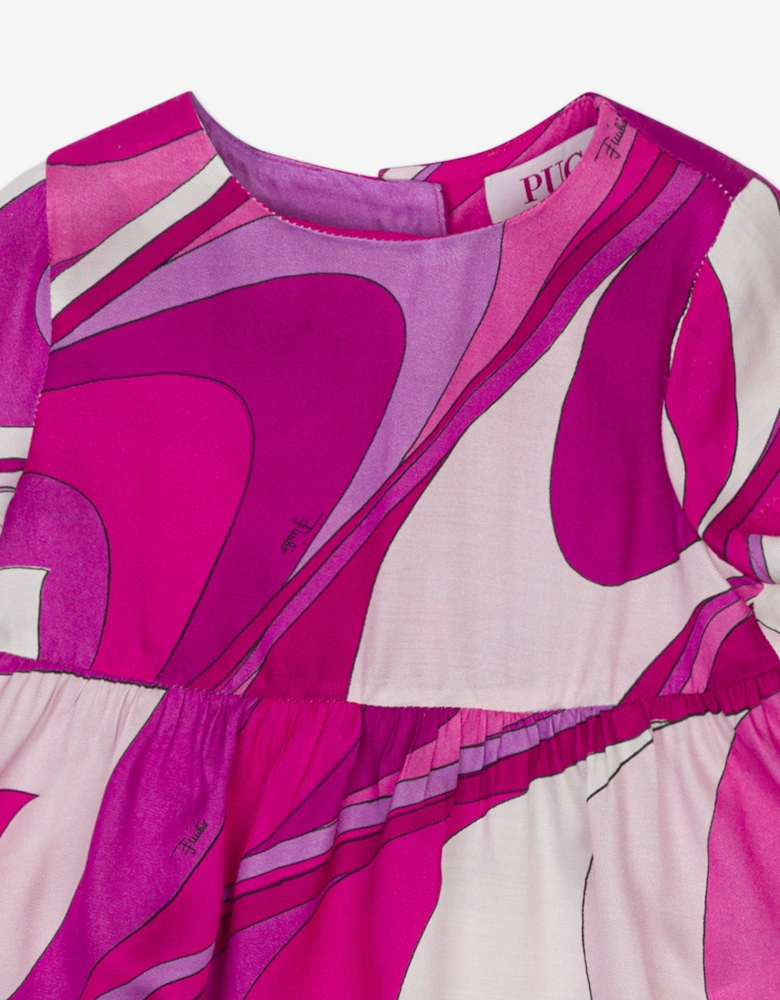 Baby Girls Marmo Print Dress in Pink