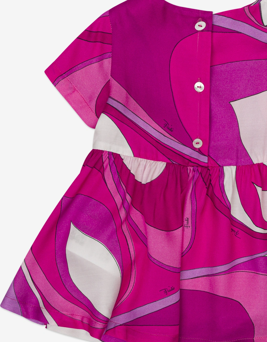 Baby Girls Marmo Print Dress in Pink