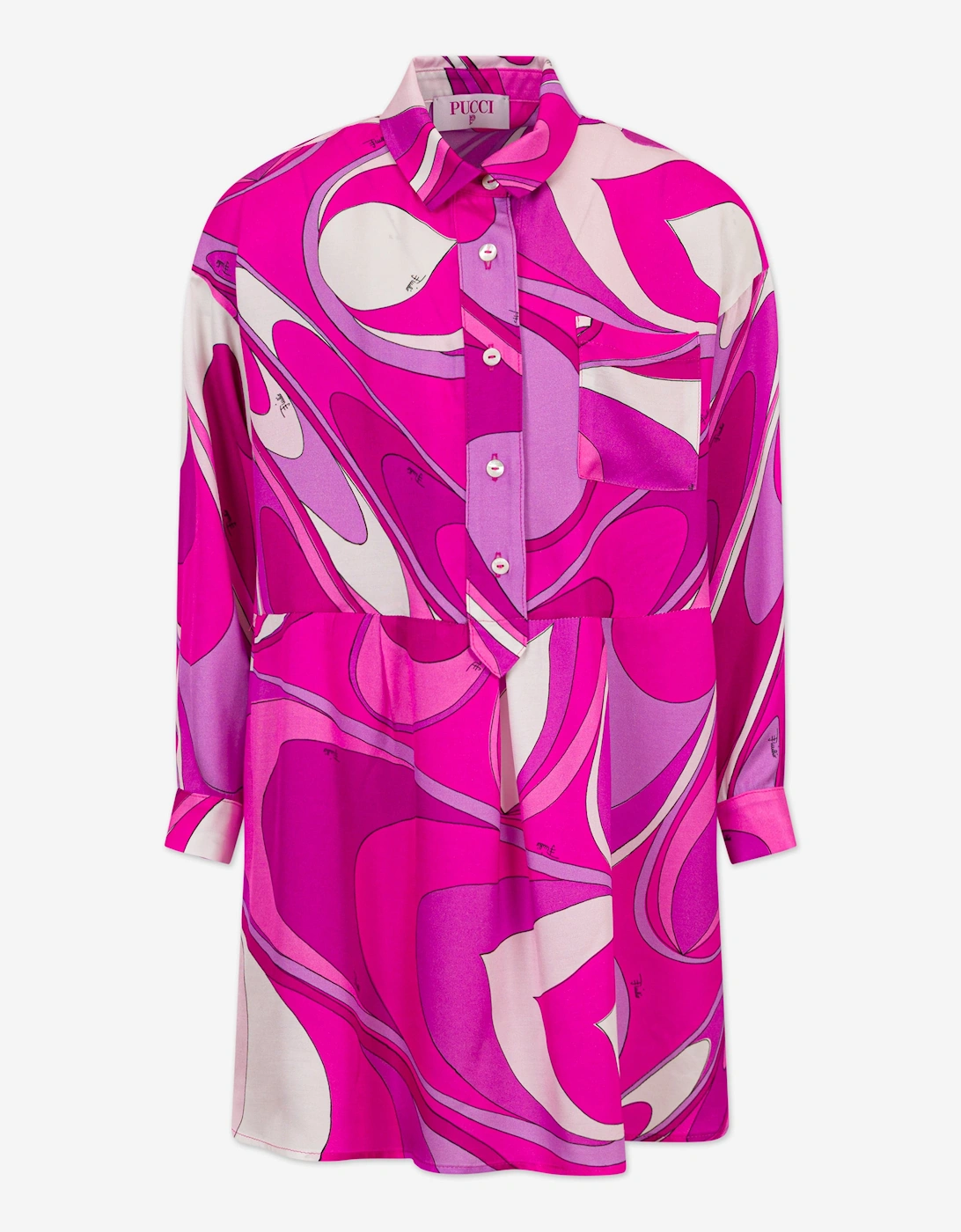 Girls Onde Shirt Dress in Pink, 5 of 4