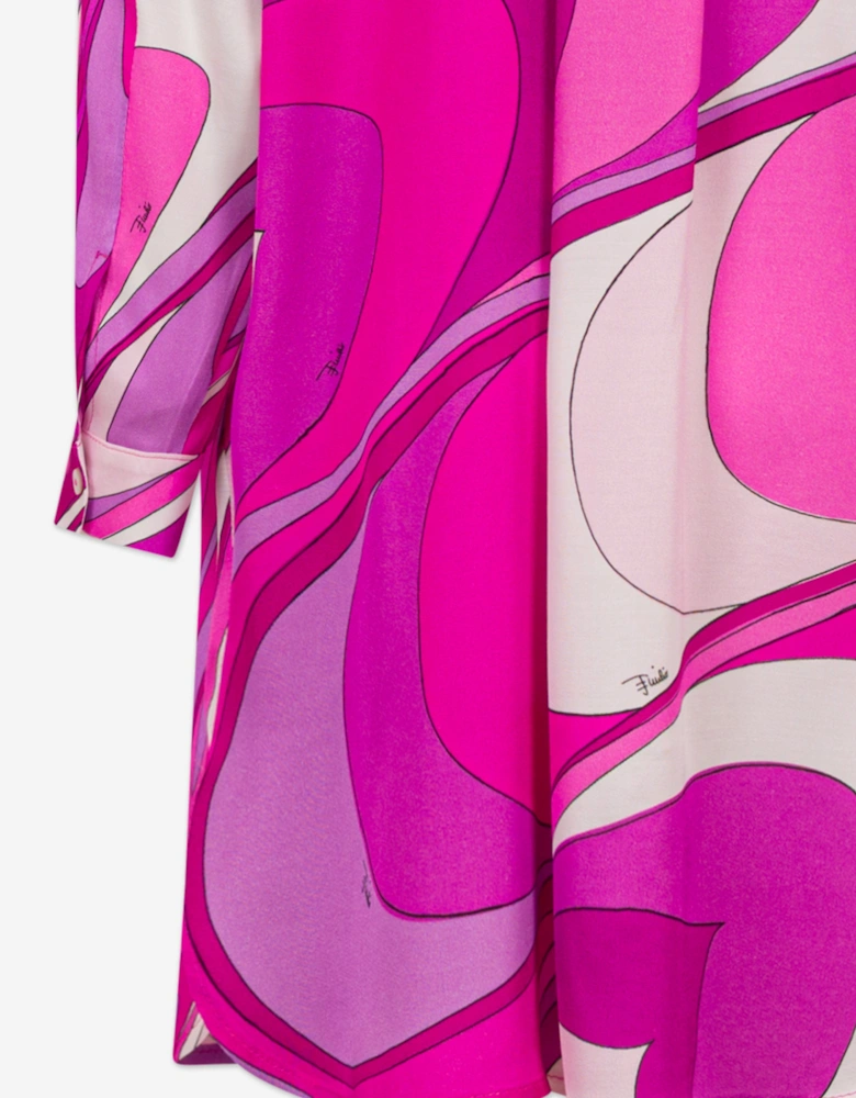 Girls Onde Shirt Dress in Pink