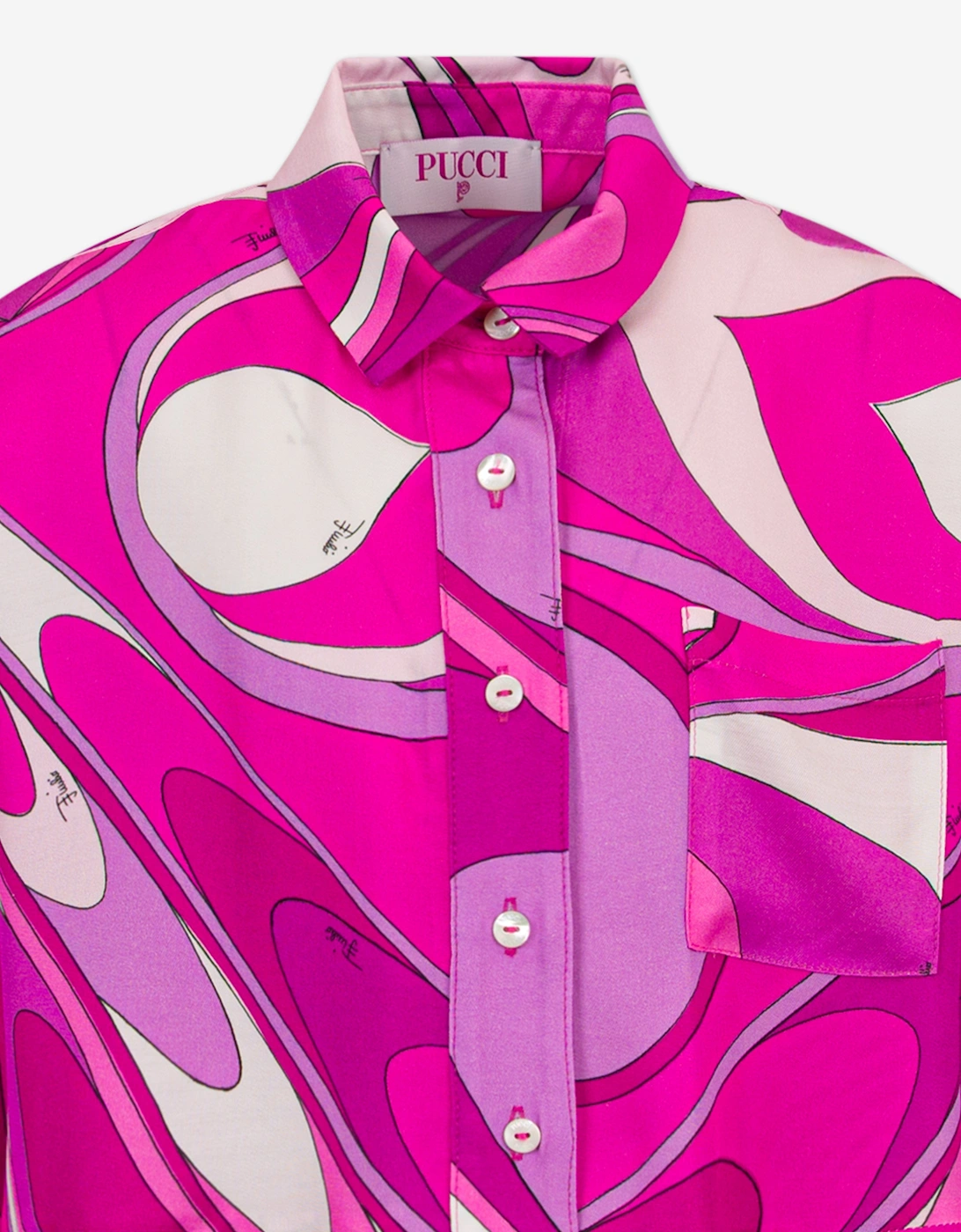 Girls Onde Shirt Dress in Pink