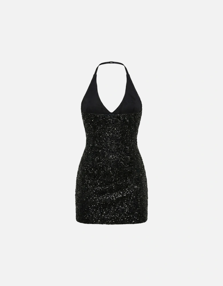Aurelia Noir Halter Neck Mini Dress