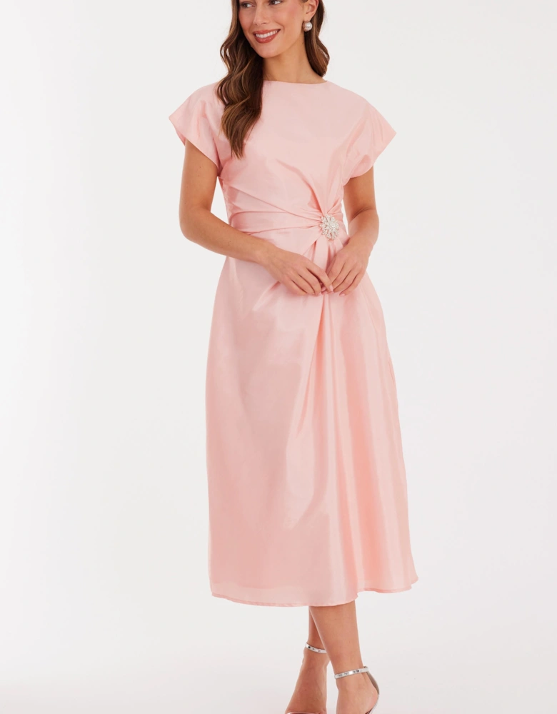 Pale Pink Taffeta Midi Dress