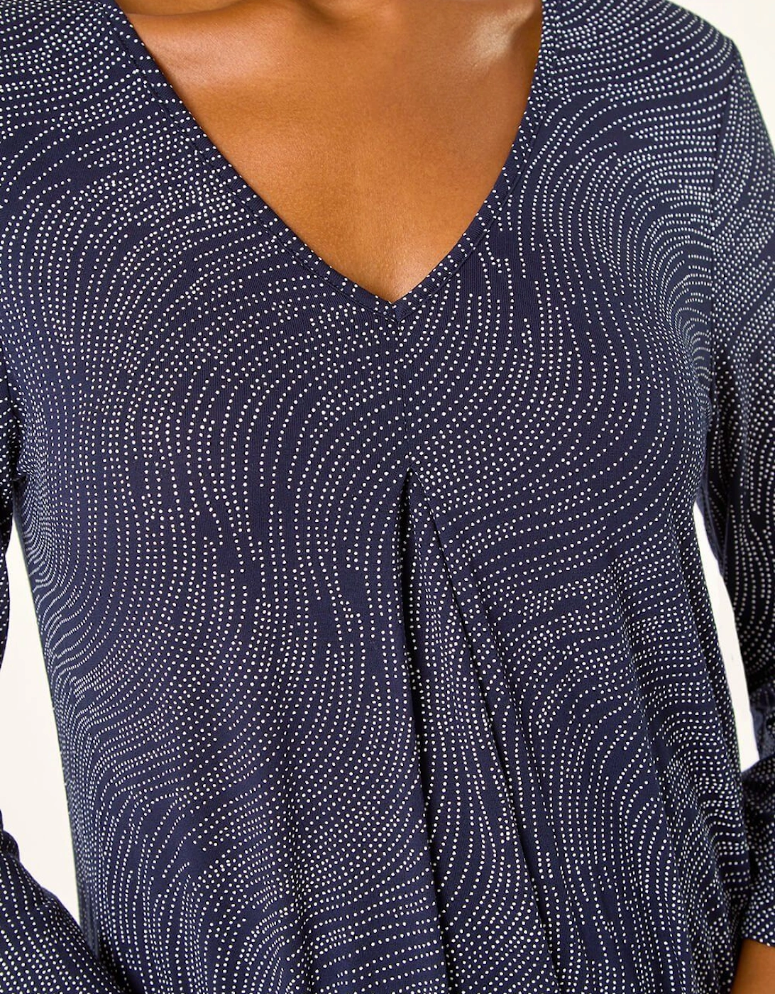 Spot Print Pleat Front Tunic Top, 2 of 1